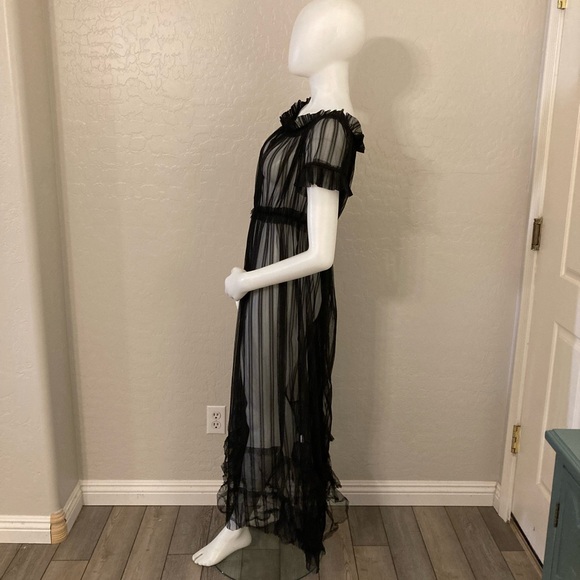 Black Sheer Mesh Lace Maxi Dress Large - Picture 9 of 12